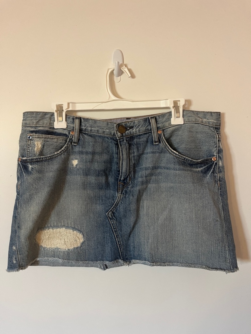 Light Blue Distressed Denim Mini Skirt